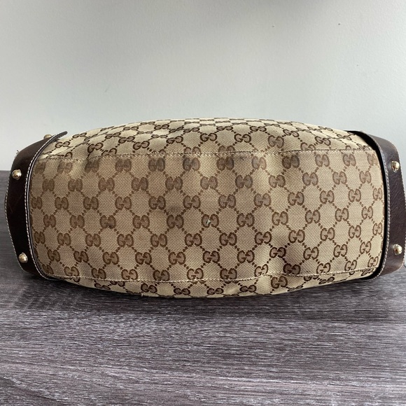 GUCCI Authentic Canvas Pelham Tote Bag Braided Leather Straps Horsebit Accents** - Picture 2 of 15